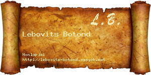 Lebovits Botond névjegykártya